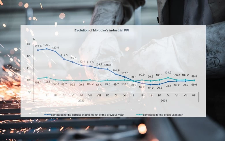 Moldova's industrial PPI falls on energy impact in Aug